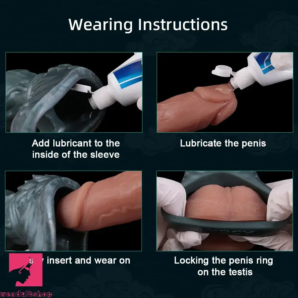 8.58in Wolf Animal Knot Hollow Penis Sleeve Dildo Cock Enlargement Sleeve