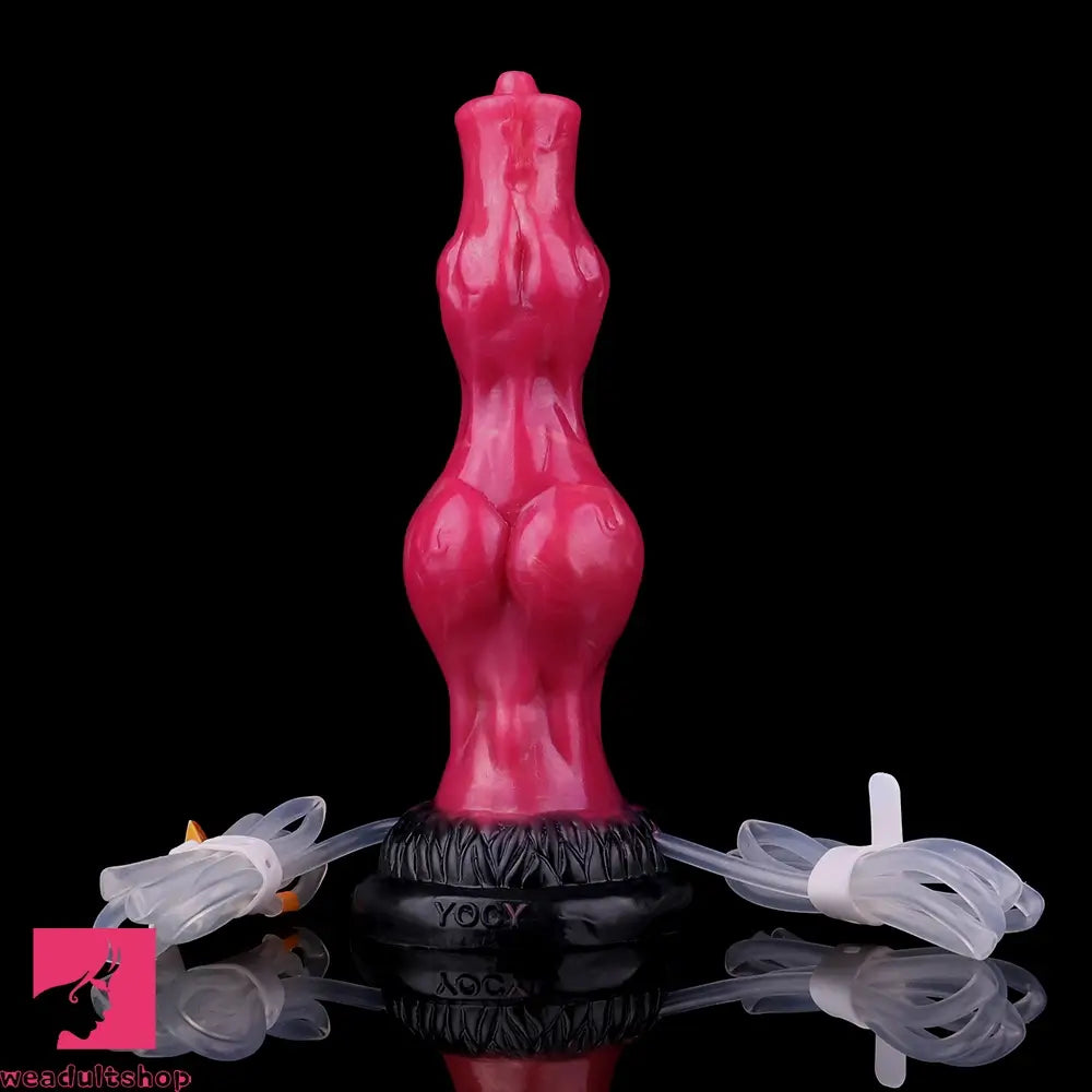 8.11in Dog Knot Silicone Soft Big Ejaculating Dildo G-Spot Stimulato Cock