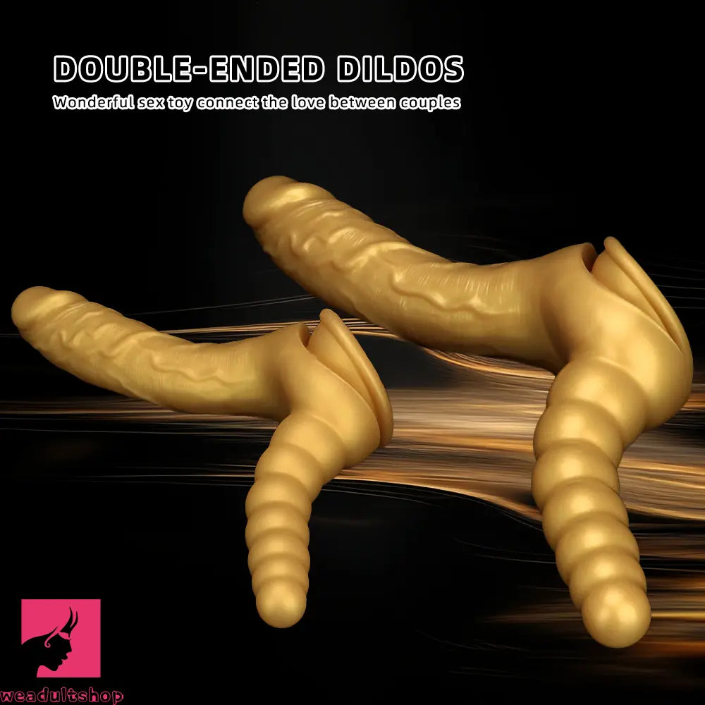 7.87in 10.43in Large Silicone Double-ended Dildo Soft Clit Masturbator