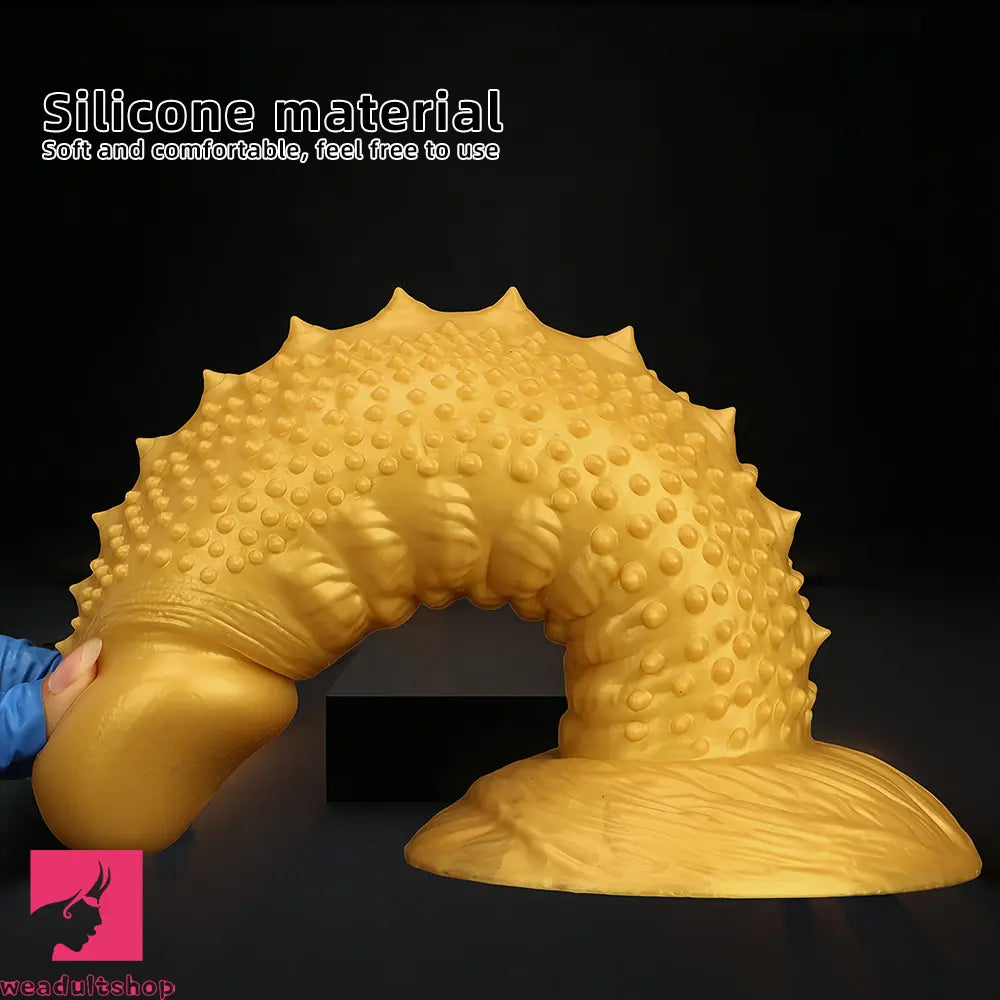 .48in 9.05in 10.62in 12.59in 14.17in Golden Soft Wolf-tooth Spiked Dildo