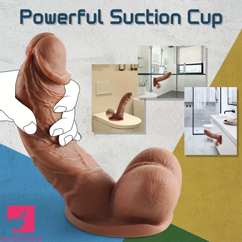 7.87in Silicone Soft Dildo With Big Glans Realistic Suction Cup Cock Dildo