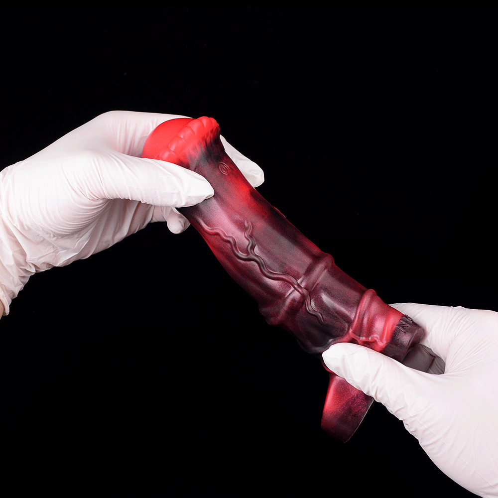 5.58in 7.17in Silicone Horse Penis Sleeve Cock Ring Hollow Vibrating Dildo