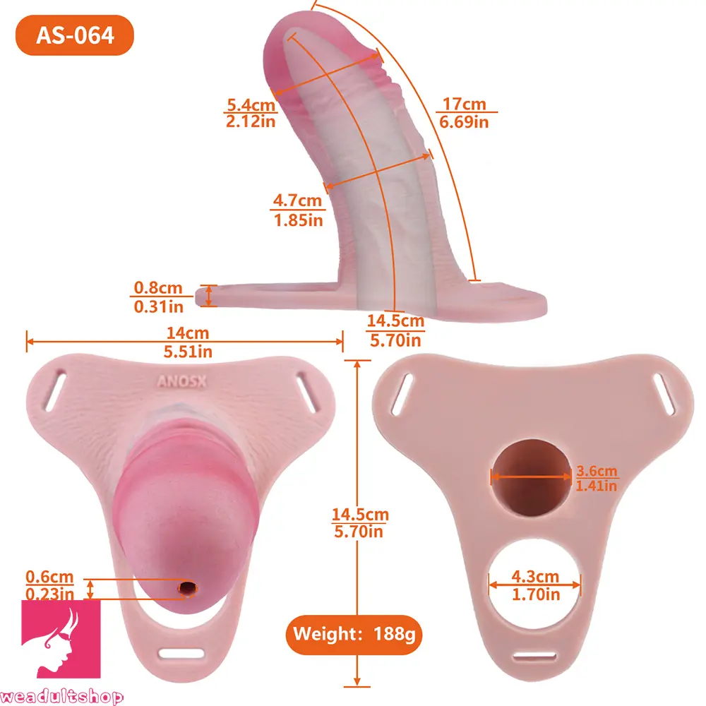 6.69in Strap on Chastity Dildo Wearable Realistic Cock Cage For Men Dilator
