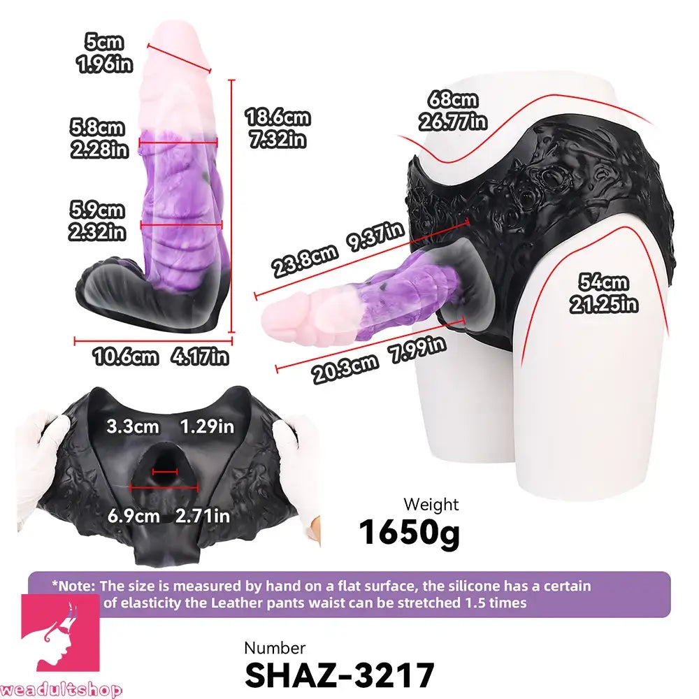 9.37in Silicone Strap-on Wearable Dildo Panty Hollow Monster Alien Dildo