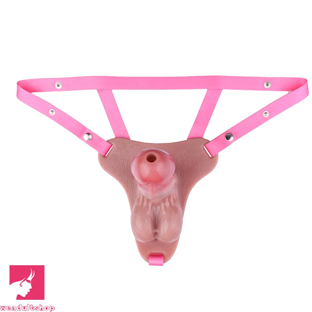 6.69in Strap on Lifelike Hollow Silicone Cock Cage Dildo Chastity Dildo