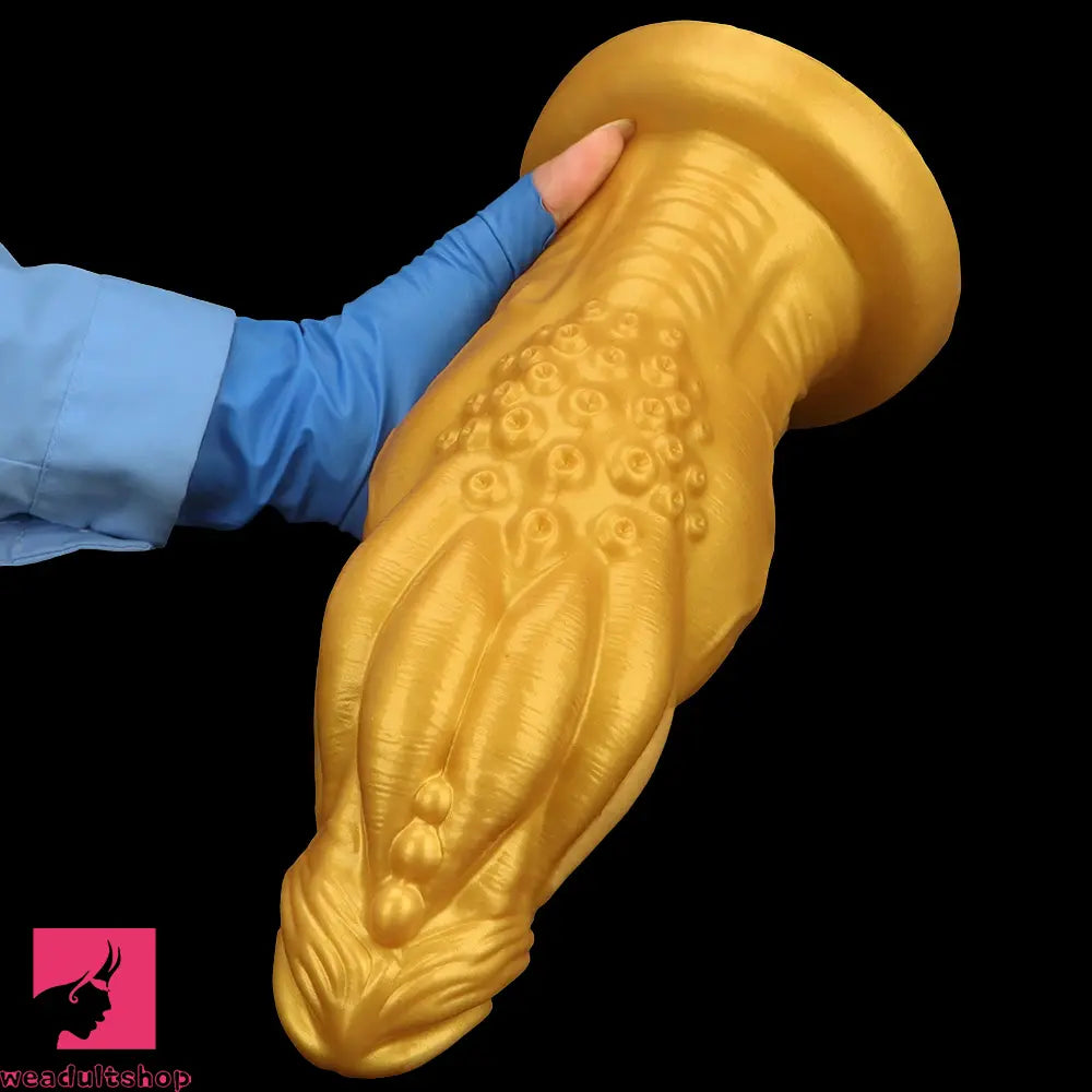 8.66in 9.06in 9.84in 11.42in 12.4in Golden Silicone Fantasy Soft Anal Dildo