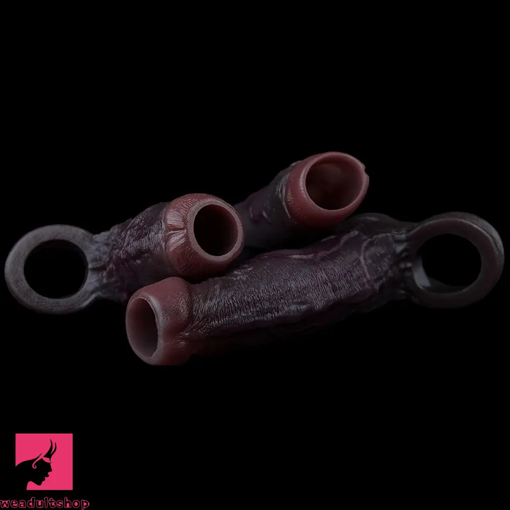 4.13in 4.8in 6.42in Real Skin Platinum Silicone Dildo Sleeve Male Cock Sex Toy