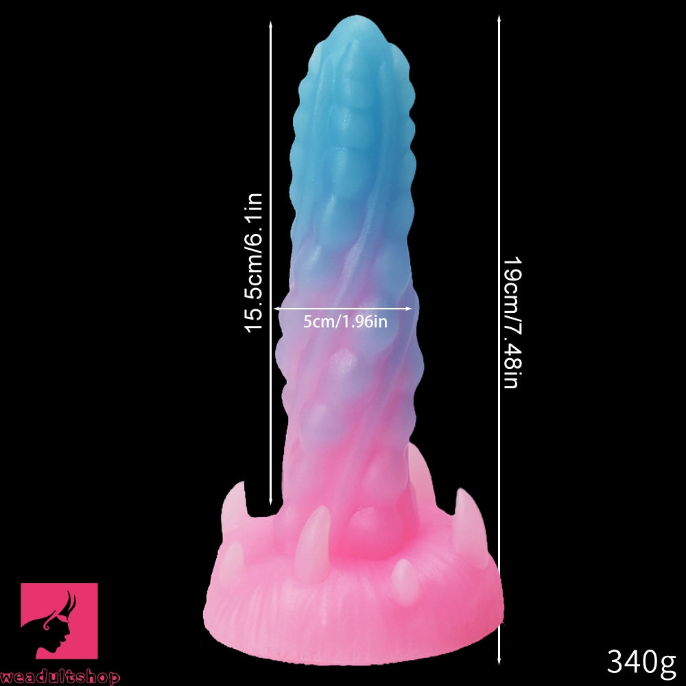 7.48in Luminous Fantasy Silicone Soft Penis Dildo With Spiked Penis Texture