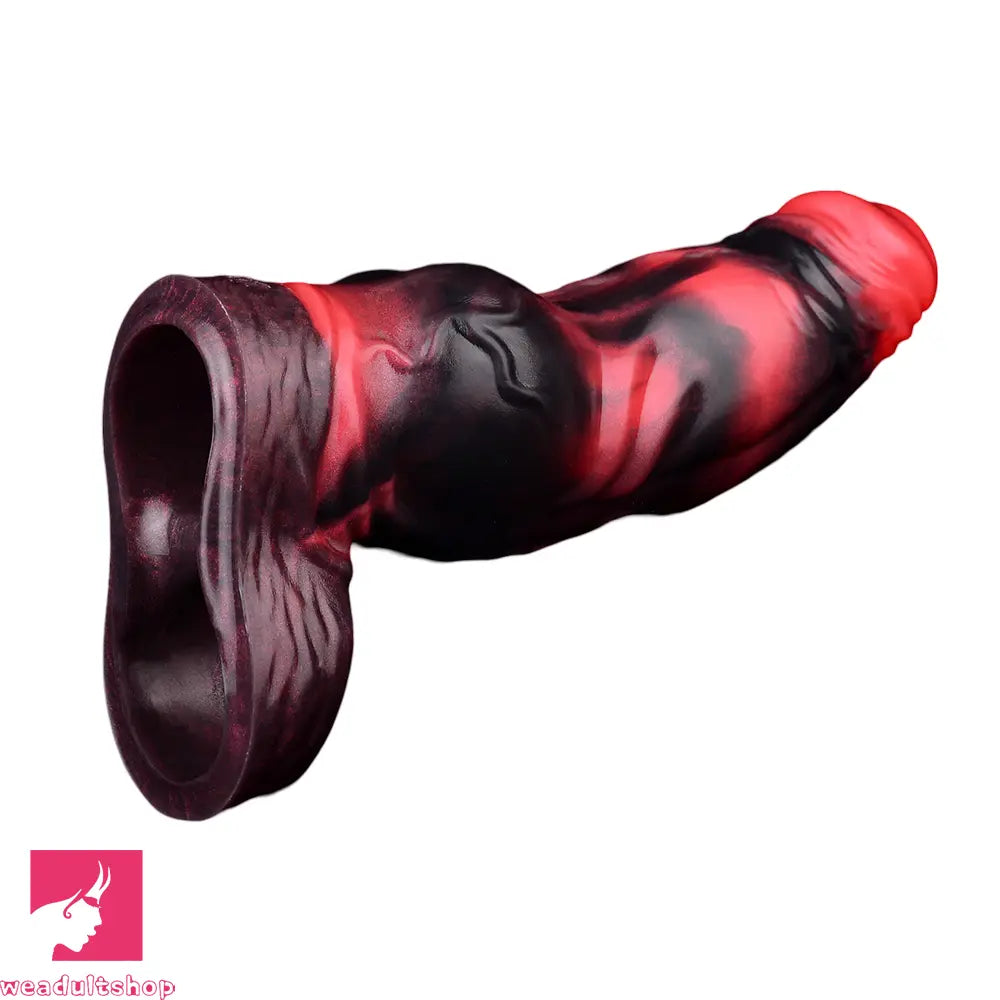 7.09in Silicone Cock Sleeve Knot Dildo Vibrating Hollow Cock Ring Penis Toy