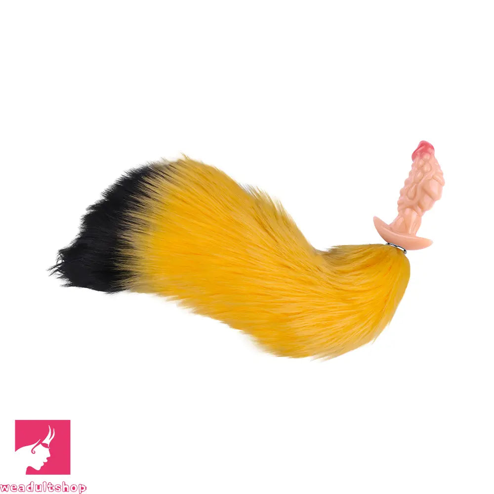 4.53in Fox Tail Wear Anchor Silicone Odd Dildo Butt Plug For BDSM Sex