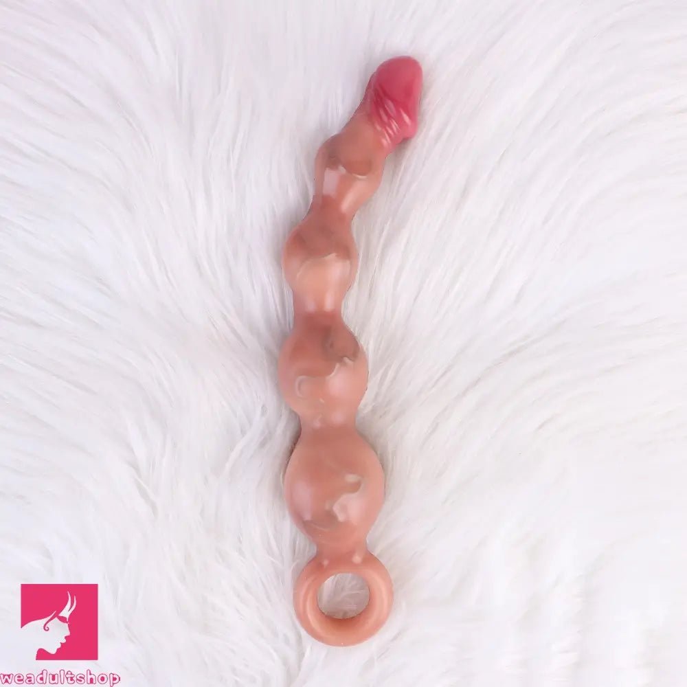 10.8in Big Vibrating Silicone Soft Pulling Beads Odd Dildo With 3 Motors