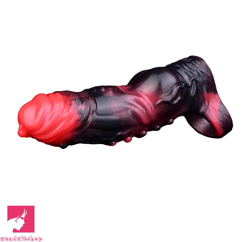 5.91in Silicone Vibrating Dog Tentacle Dildo Sleeve Knot Dildo With Cock Ring