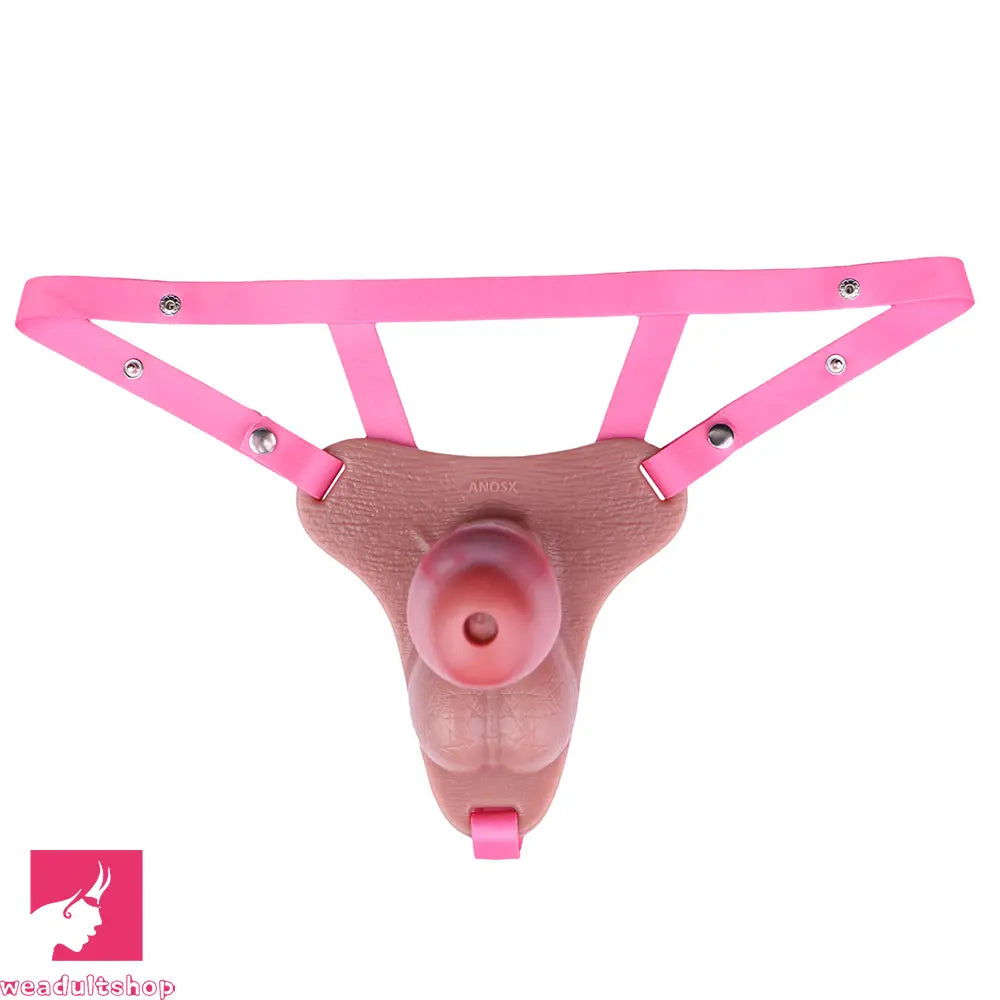 7.48in Strap on Hollow Soft Silicone Cock Cage Dildo For Chastity Toy