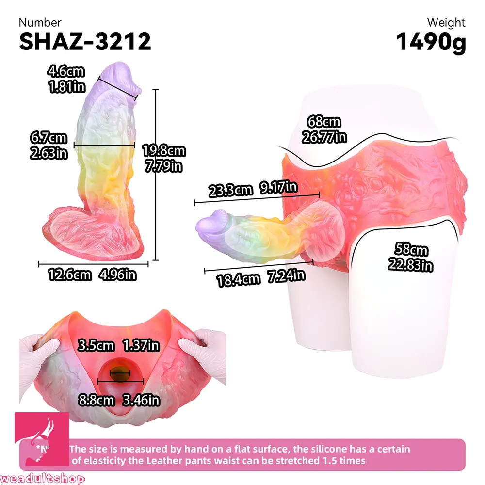 9.17in Monster Fantasy Silicone Soft Strap on Hollow Dildo Panty Cock