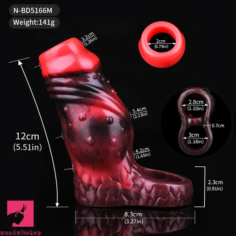 3.54in 4.72in 5.51in 6.69in Monster Scard Dildo Sleeve Cock Extender Toy