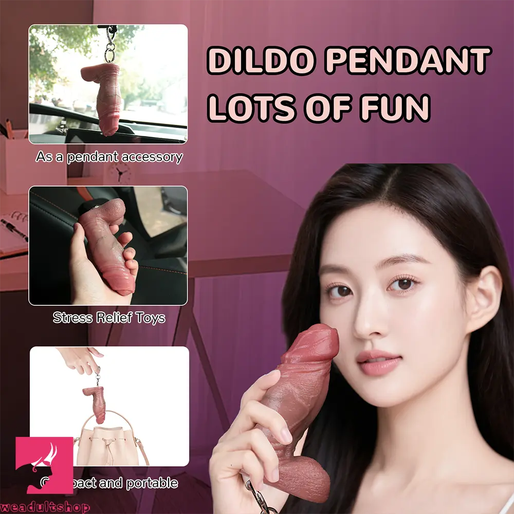 4.6in Lifelike Small Cock Uncut Foreskin Dildo For Key Chain Clit Expansion