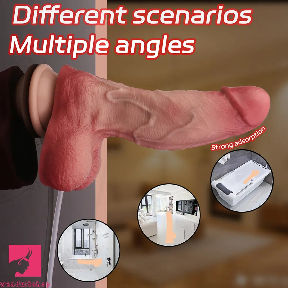 7.48in Dual Density Silicone Ejaculating Dildo Male Female Penis Sex Toy