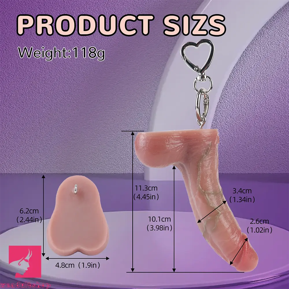 4.45in Lifelike Silicone Soft Small Key Chain Dildo For Women Men Sex
