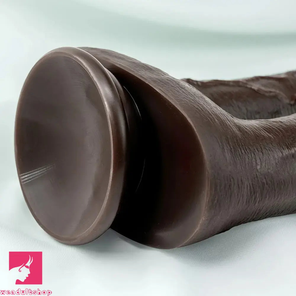 9.84in Realistic Double-Ended Liquid Silicone Flexible Ebony Large Soft Dildo