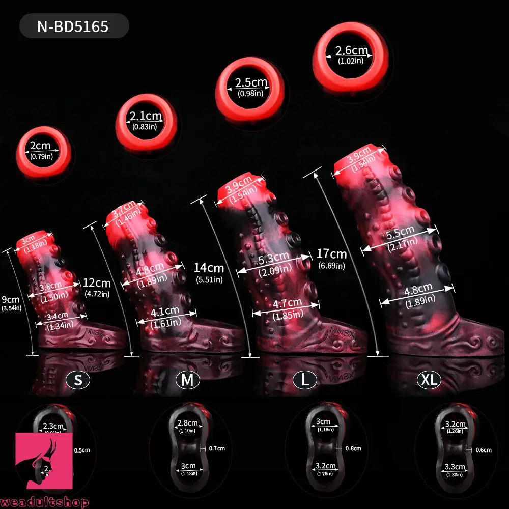 3.54in 4.72in 5.51in 6.69in Tentacle Silicone Soft Dildo Sleeve Penis Extender