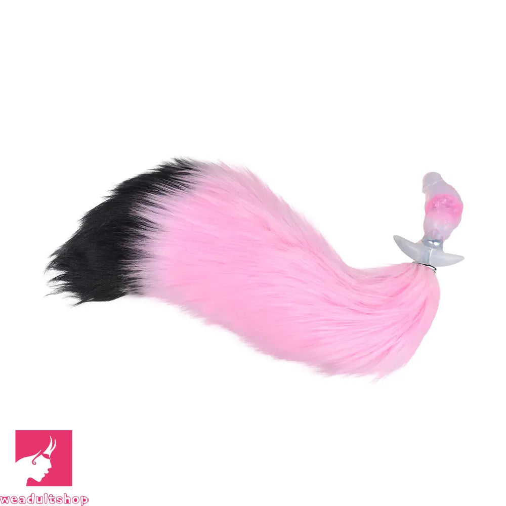 4.1in Fox Tail Wear Anchor Silicone Dildo Butt Plug For BDSM Role Sex Toy