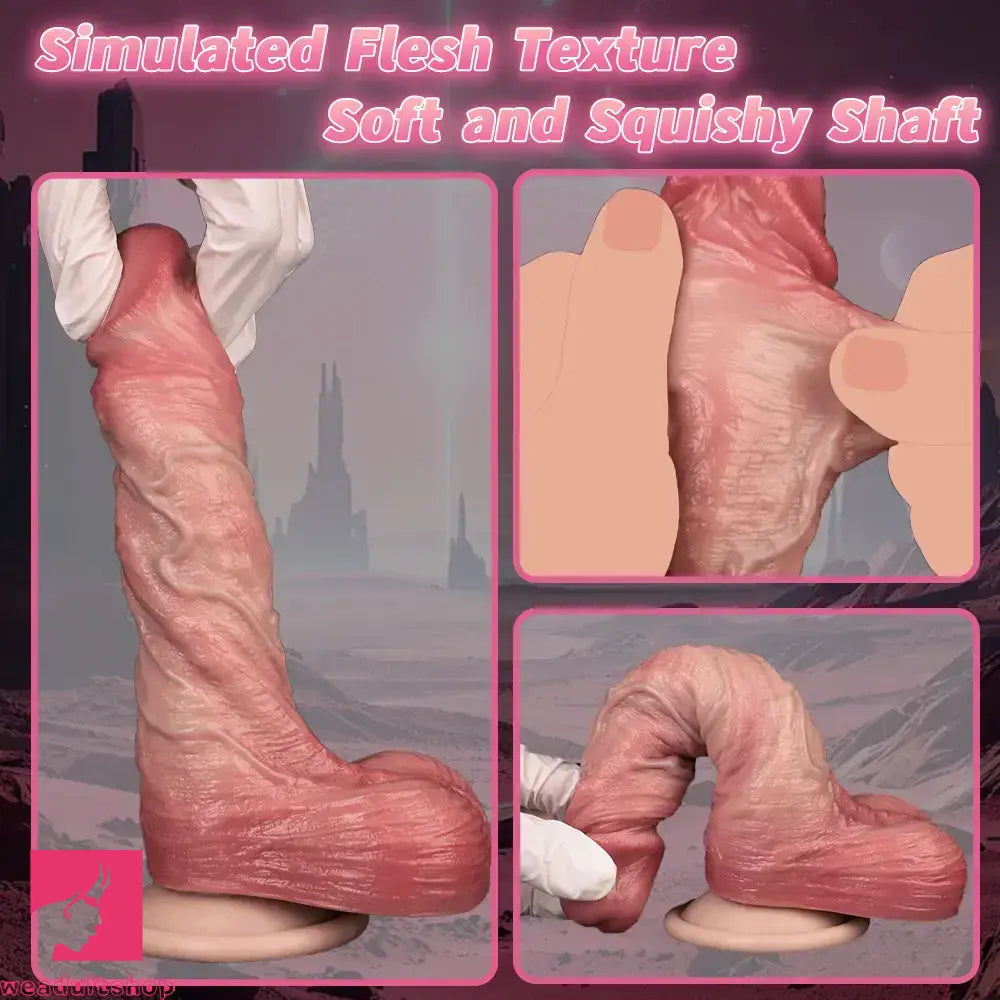 6.89in Double-layer Liquid Silicone Skin-like Soft Lifelike Real Couple Dildo