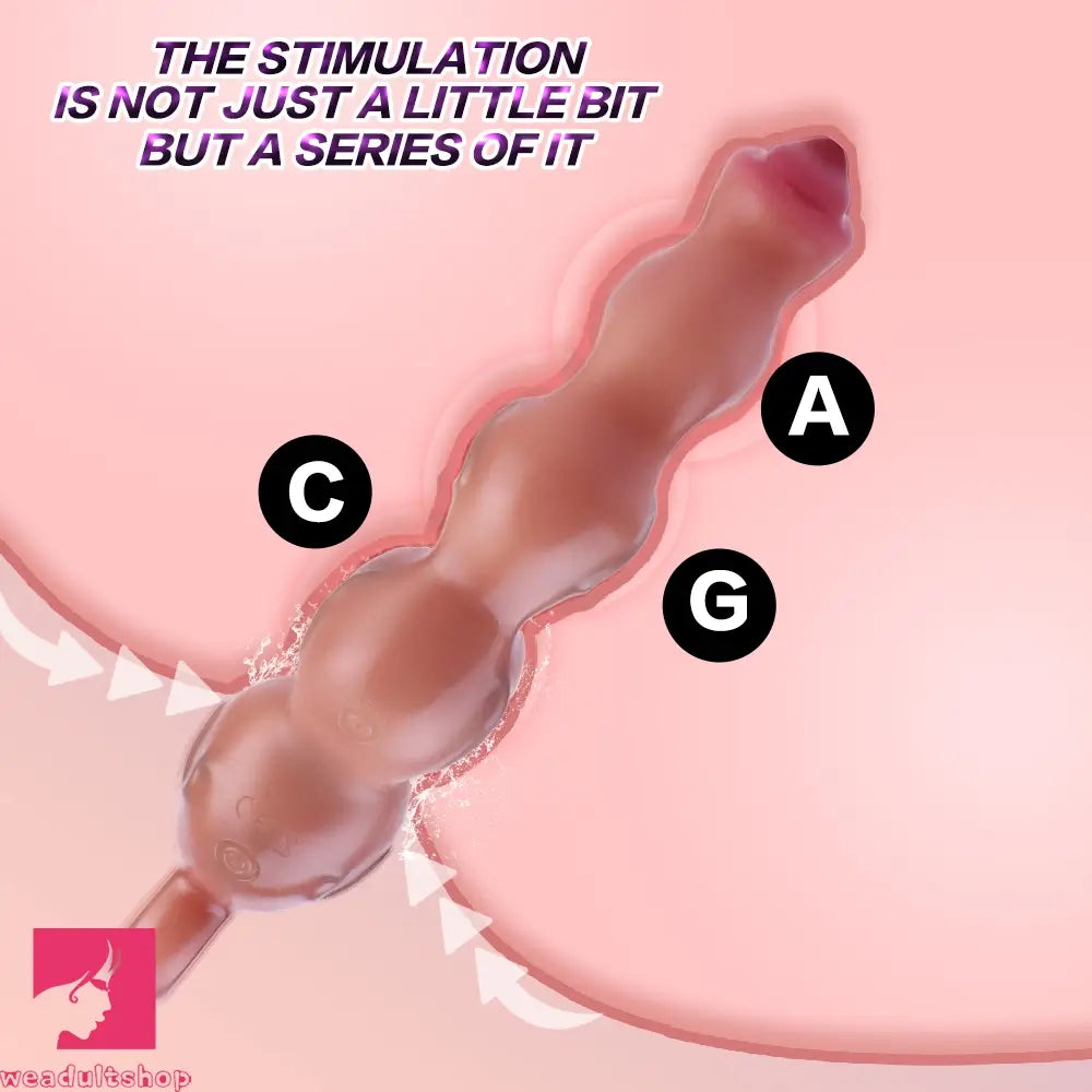 9.8in Big Vibrating Silicone Soft Pulling Beads Cock Dildo With 3 Motors