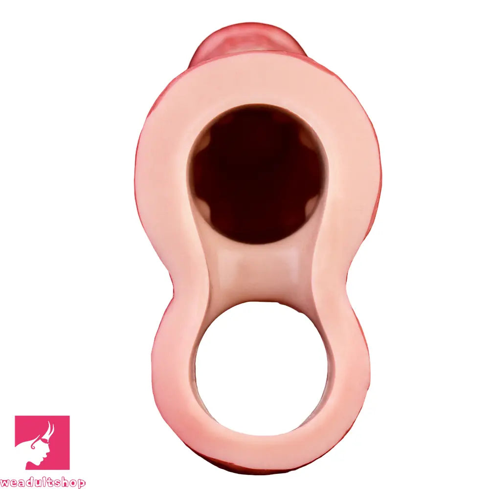 6.3in Vibrating Realistic Remote Silicone Hollow Dildo Sleeve Penis Extender