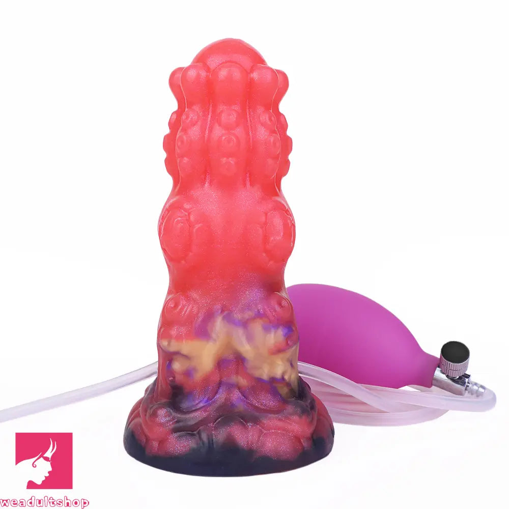 5.91in Fantasy Weird Silicone Soft Inflatable Spraying Water Dildo For Sex