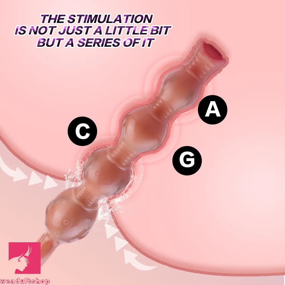 10.5in Big Vibrating Silicone Soft Pulling Beads G Spot Dildo With 3 Motors