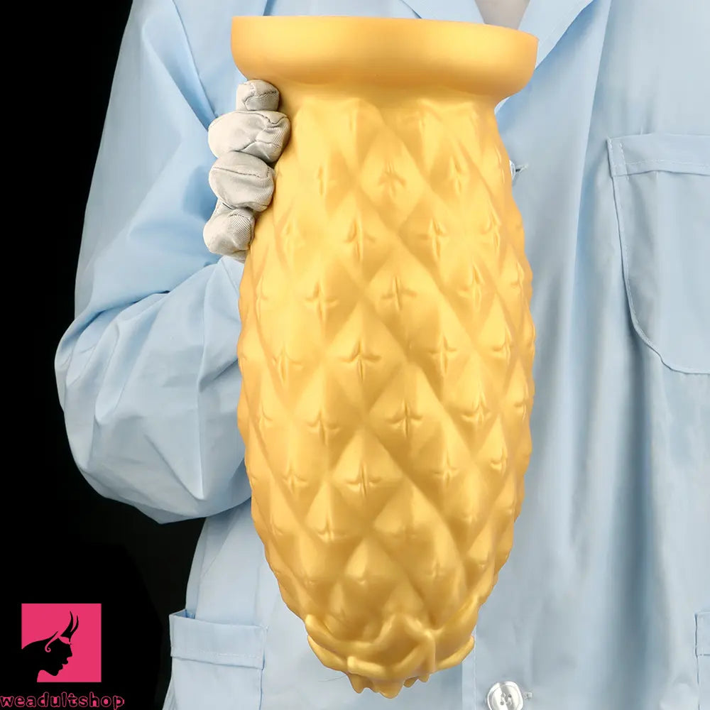 8.26in 10.03in 11.81in Gold Silicone Pineapple Giant Cock Anal Plug Dildo