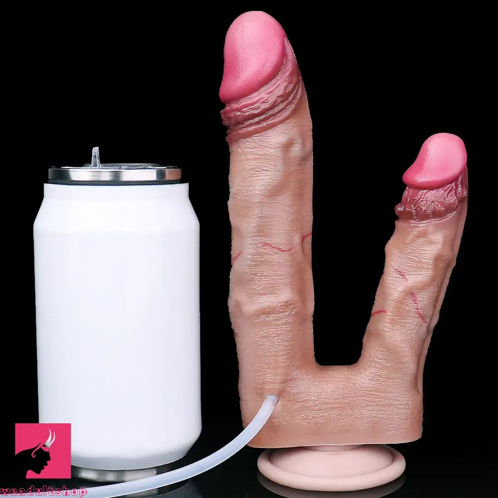 8.26in Double Density Silicone Soft Ejaculating Dual Ended Large Big Dildo