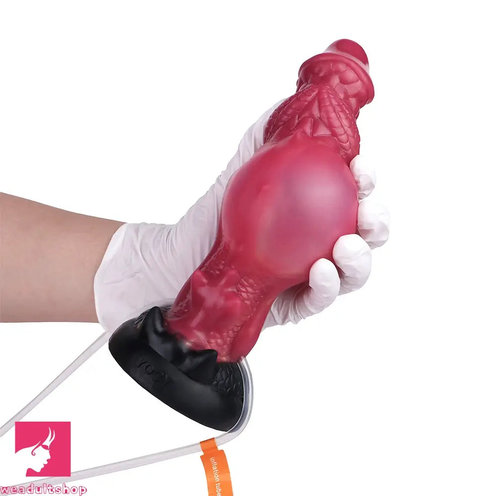 8.26in Dragon Ejaculating Inflatable Silicone Soft Animal Creature Odd Dildo