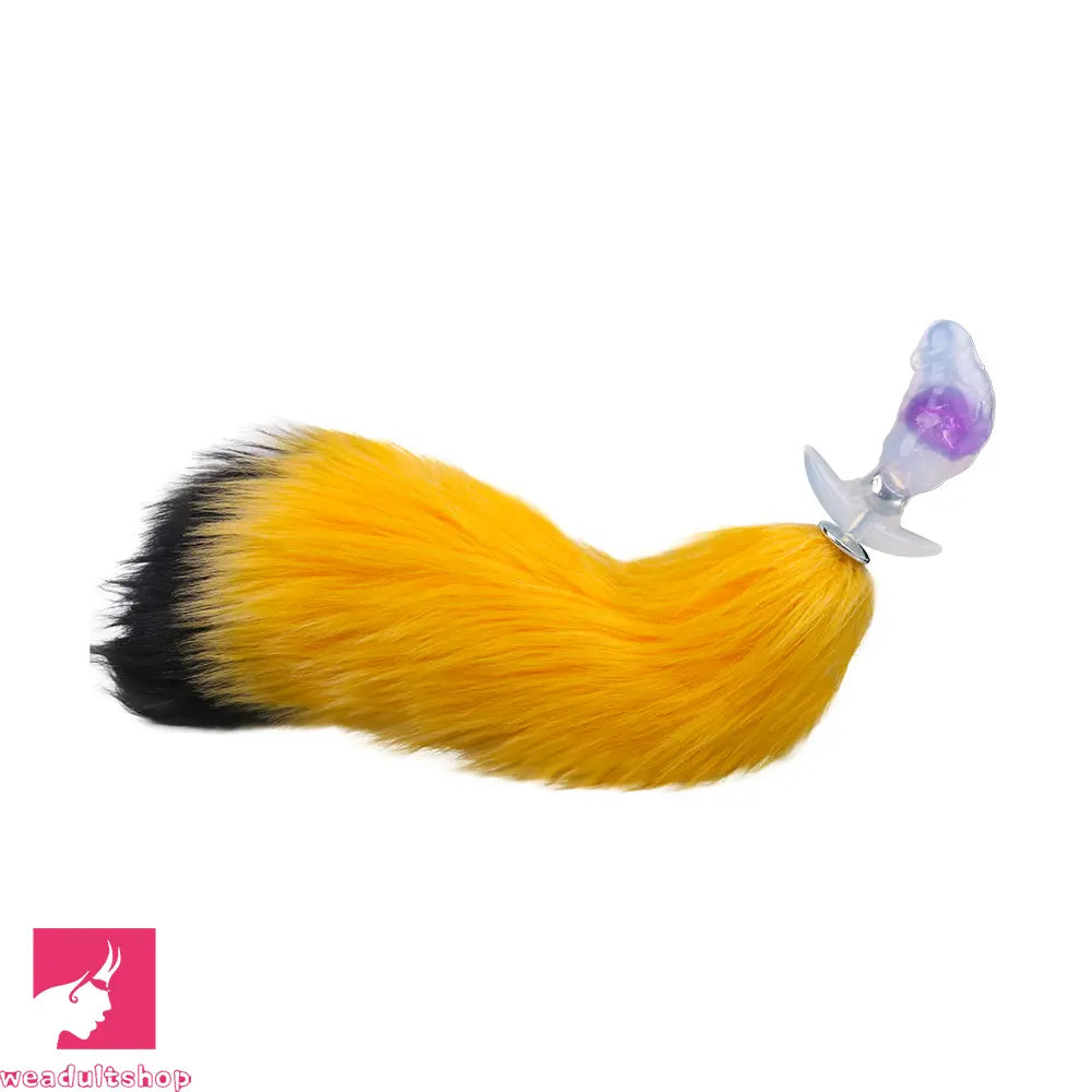 4.1in Fox Tail Wear Anchor Silicone Dildo Butt Plug For BDSM Role Sex Toy