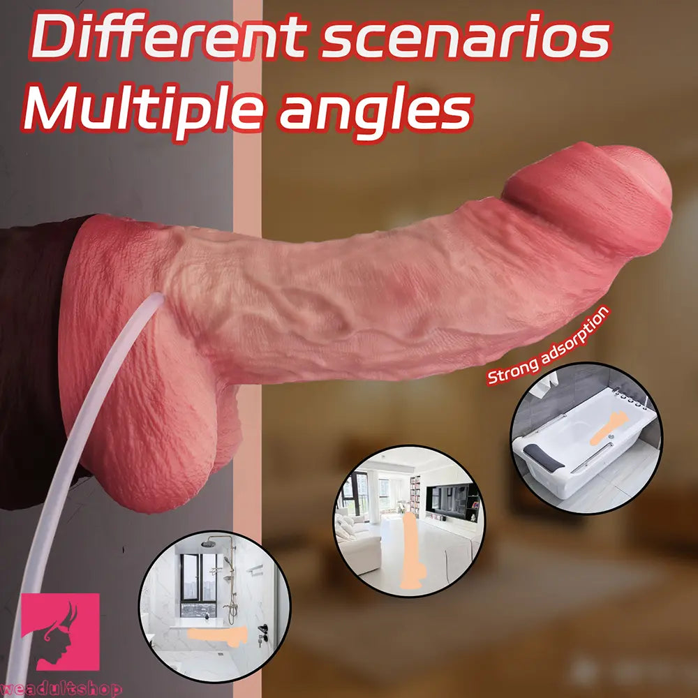 8.11in Liquid Silicone Uncut Double Layer Realistic Cumming Dildo Cock