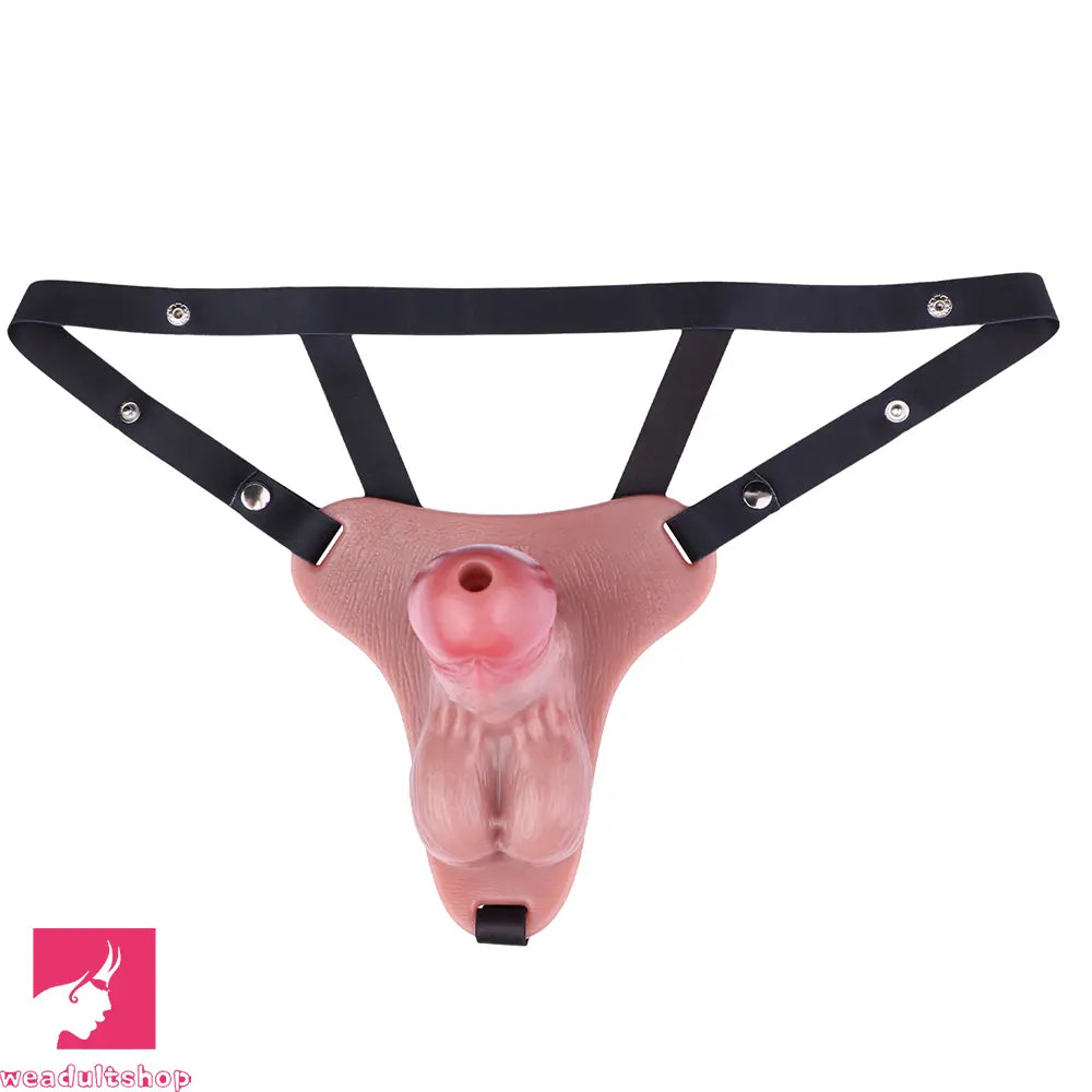 6.69in Strap on Lifelike Hollow Silicone Cock Cage Dildo Chastity Dildo