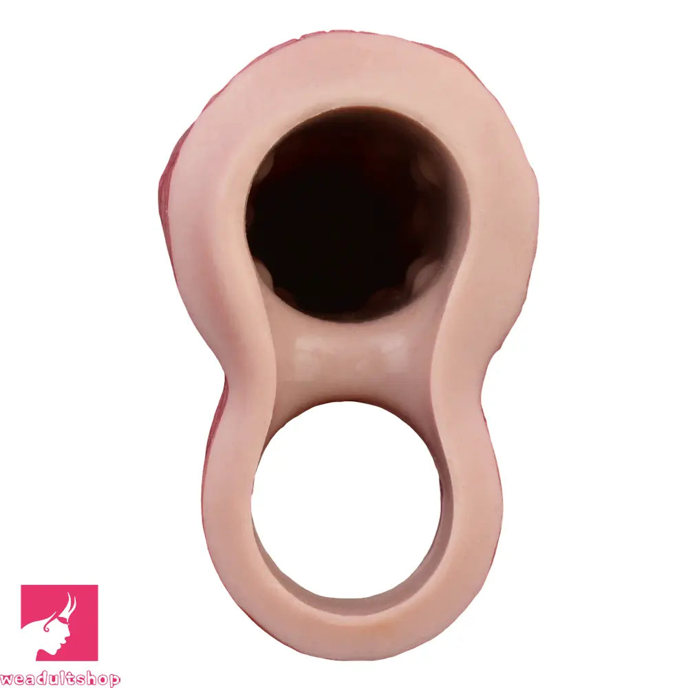 9.09in Vibrating Real Remote Silicone Hollow Dildo Sleeve Penis Extender