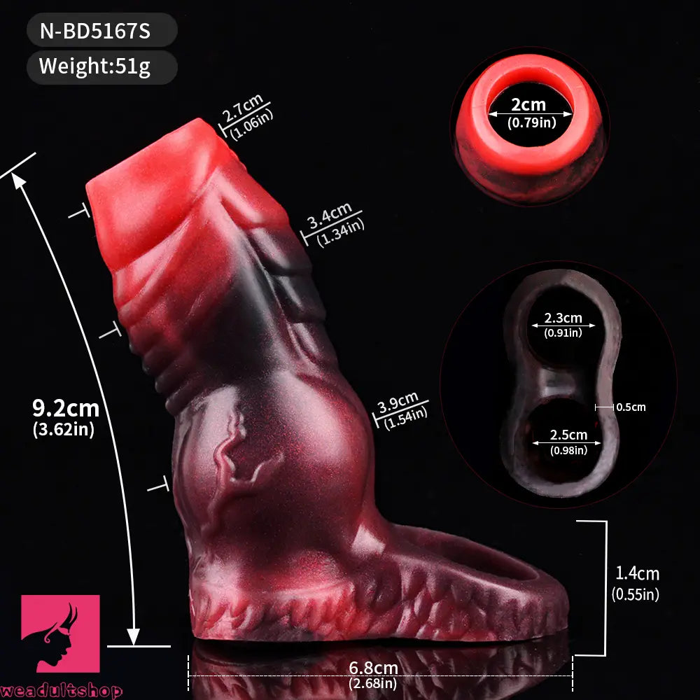 3.62in 4.72in 5.51in 6.69in Knot Animal Soft Dildo Sleeve Penis Extender