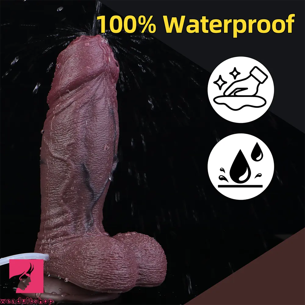 8.66in Real Veins Uncut Big Soft Dual Density Silicone Ejaculating Dildo