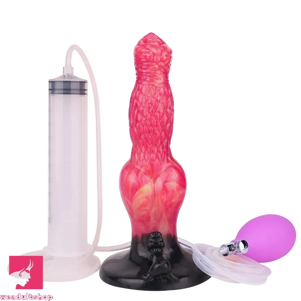 8.54in Fantasy Knotted Silicone Soft Big Dildo Ejaculating Penis Cock Toy