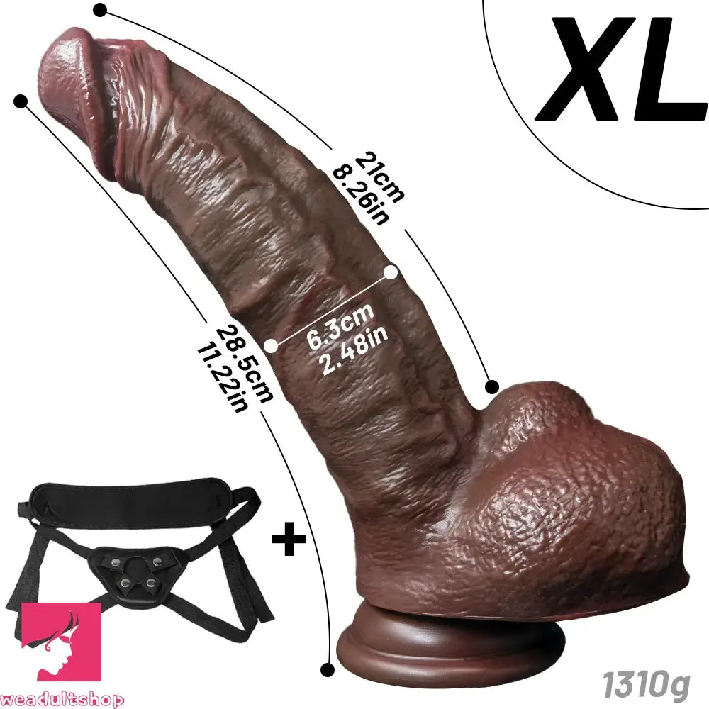 7.48in 8.46in 10.03in 11.22in Real Curved Silicone Strap on Dildo Penis Toy