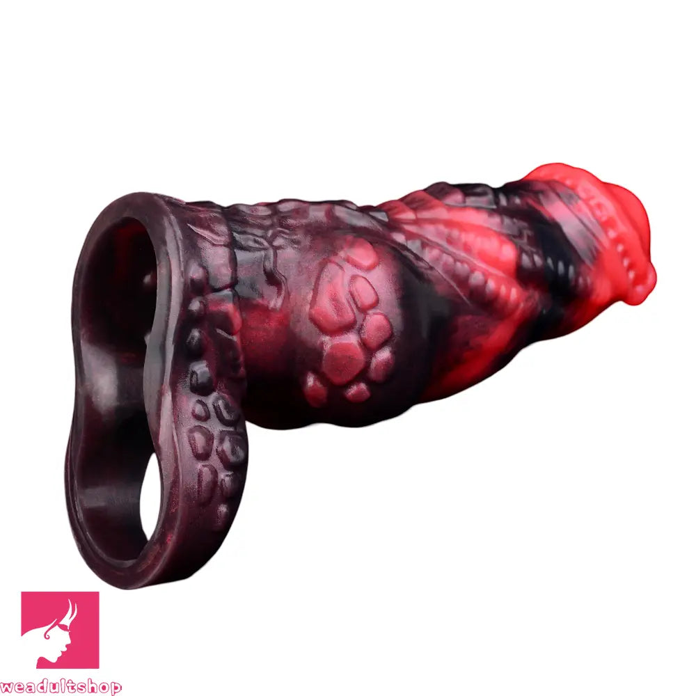 5.98in Silicone Dog Cock Hollow Sleeve Knot Dildo With Cock Ring For Clit
