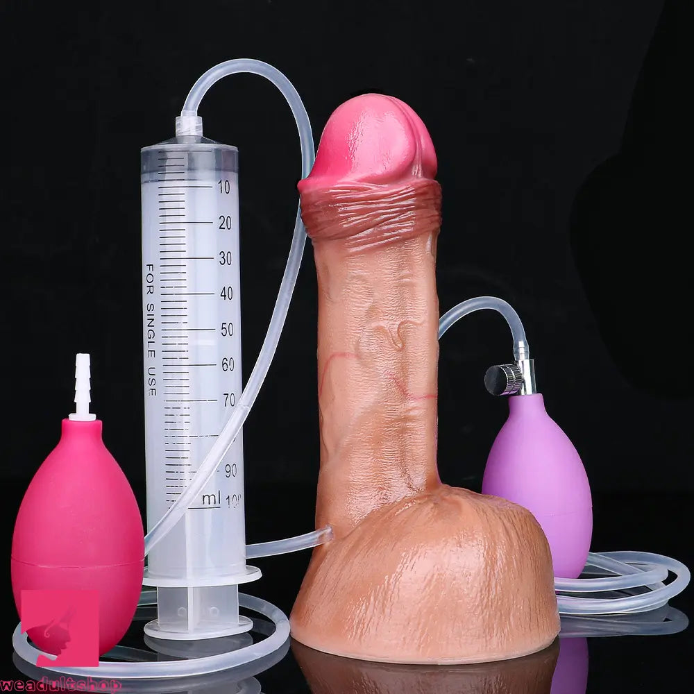7.59in Inflatable Squirting Soft Silicone Dildo Penis For Cock Masturbation