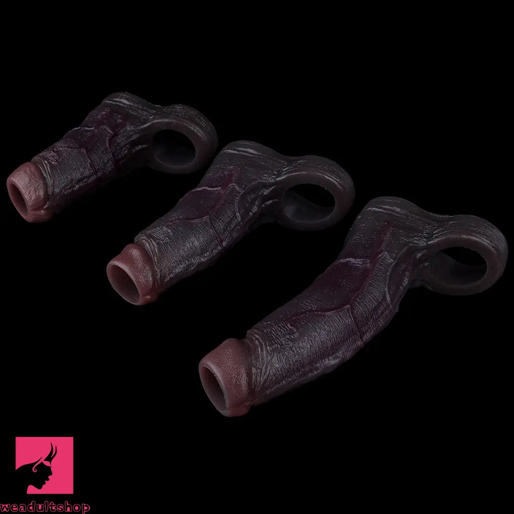 4.13in 4.8in 6.42in Real Skin Platinum Silicone Dildo Sleeve Male Cock Sex Toy