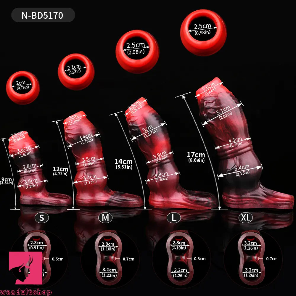 3.54in 4.72in 5.51in 6.69in Dog Knot Silicone Soft Dildo Sleeve Penis Extender