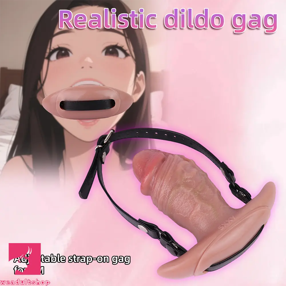 5.8in Vibrating Realistic Feeling Cock Dildo Butt Plug Tail Mouth Gag Cock