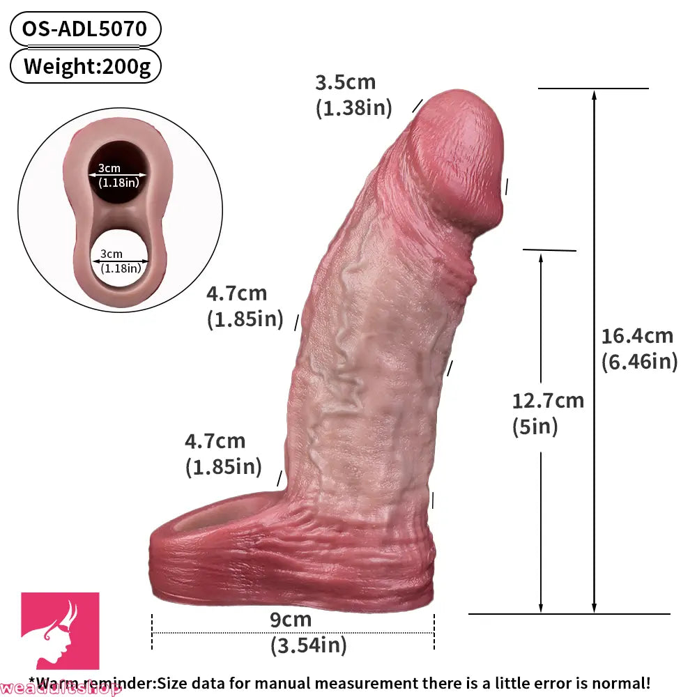 6.46in Simulated Genitals Blue Veins Hollow Cock Sleeve With Penis Ring