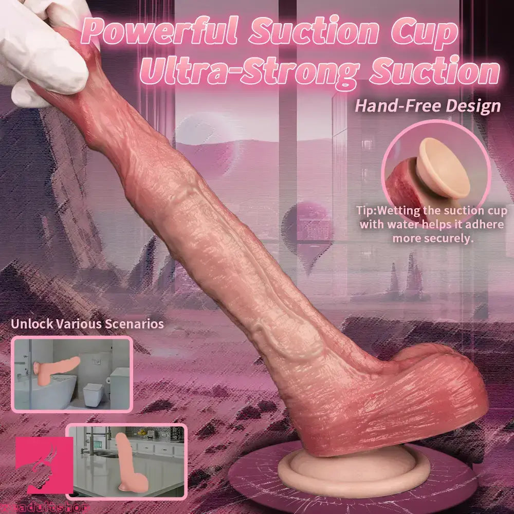 7.4in Double-layer Liquid Silicone Skin-like Soft Real Dildo For Solo Sex