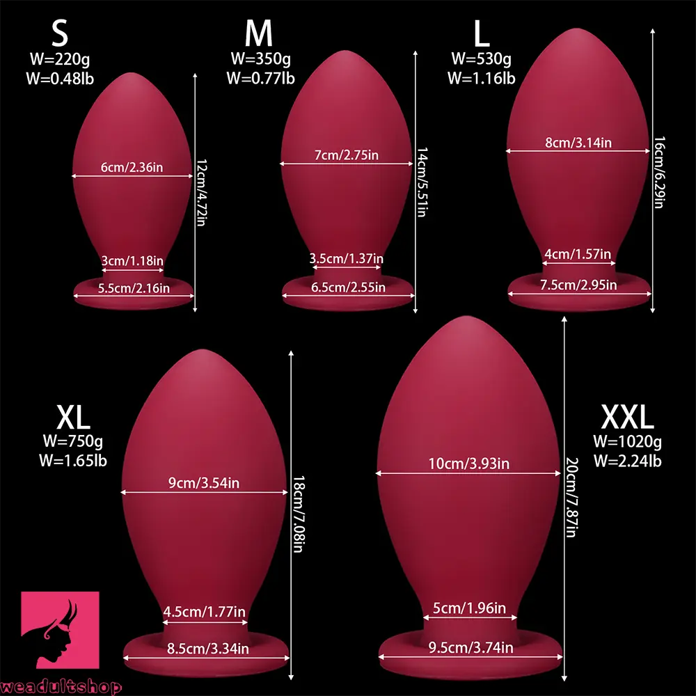 4.72in 5.51in 6.29in 7.08in 7.87in Rugby Silicone Butt Plug Dildo Adult Cock
