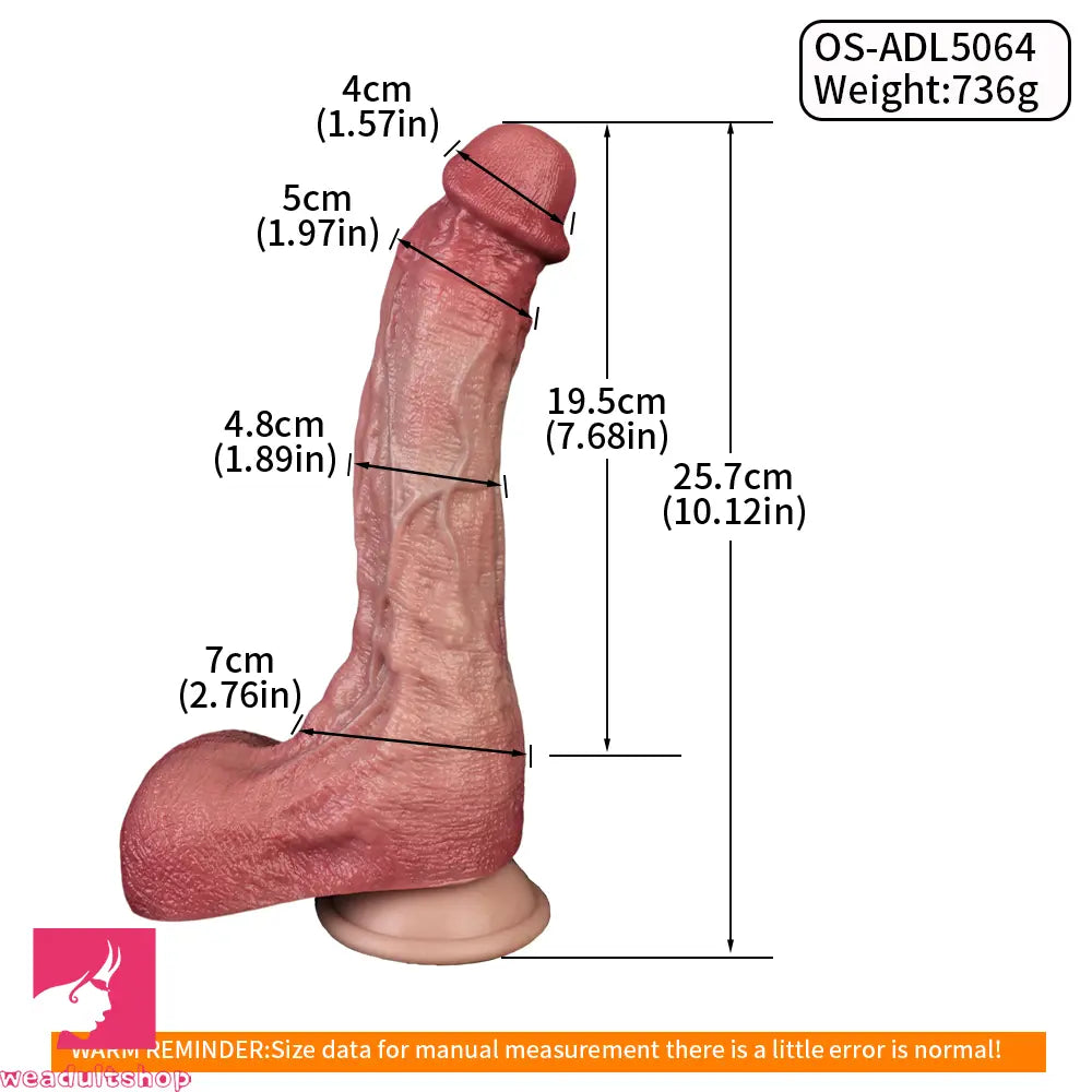 10.12in Double-layer Liquid Silicone Skin-like Soft Big Lifelike Cock Dildo